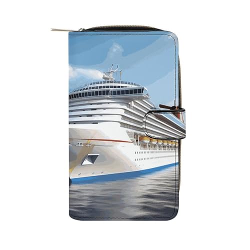 FCTVSKLN Geldbörse für Männer Brieftasche Kartenhalter Reißverschluss Kreuzfahrtschiff bedruckte Brieftasche mehrere Kreditkartenhalter Brieftasche für Männer Frauen, Stil, 19.7 * 11 * 3.5cm, lässig von FCTVSKLN