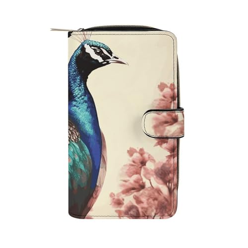 FCTVSKLN Geldbörse für Männer Brieftasche Kartenhalter Reißverschluss Pfau bedruckte Brieftasche mehrere Kreditkartenhalter Brieftasche für Männer Frauen, Stil, 19.7 * 11 * 3.5cm, lässig, Stil, Stil von FCTVSKLN