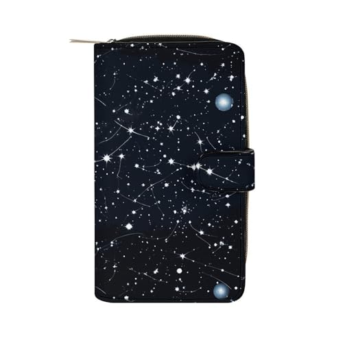 FCTVSKLN Geldbörse für Männer Brieftasche Kartenhalter Reißverschluss Sternzeichen und Sterne Muster bedruckte Brieftasche mehrere Kreditkartenhalter Brieftasche für Männer Frauen, Stil, 19.7 * 11 von FCTVSKLN
