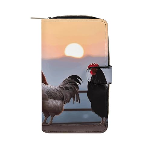 FCTVSKLN Geldbörse für Männer Brieftasche Kartenhalter Reißverschluss Tier Hühner bedruckte Brieftasche mehrere Kreditkartenhalter Brieftasche für Männer Frauen, Stil, 19.7 * 11 * 3.5cm, lässig, Stil von FCTVSKLN