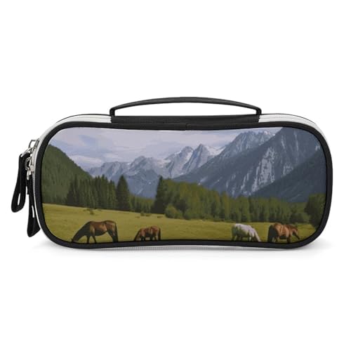 FCTVSKLN Make-up Tasche Make-up Veranstalter Bergwiese Weide Pferde Gedruckt Reise Kosmetiktasche Kosmetiktasche für Frauen Reisen Toiletten, Stil, One Size, Make-up-Tasche, Stil, Einheitsgröße von FCTVSKLN