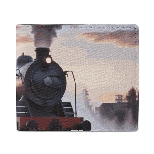 Geldbörse Kartenetui Münzbörse Herren Dampfzug Abfahrt Sonnenuntergang bedruckte Geldbörse für den täglichen Gebrauch und passt in jede Tasche mit Leichtigkeit, Stil, Einheitsgröße, Stil von FCTVSKLN