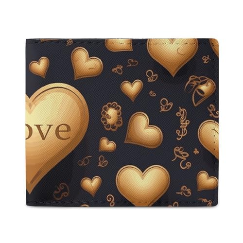 Geldbörse Kartenetui Münzbörse Herren Goldenes Herz und Liebe bedruckte Geldbörse für den täglichen Gebrauch und passt in jede Tasche mit Leichtigkeit, Stil, Einheitsgröße, Stil:, Einheitsgröße von FCTVSKLN