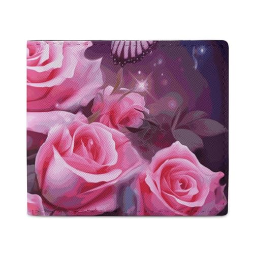 Geldbörse Kartenetui Münzbörse Herren Rose und Schmetterlinge bedruckte Geldbörse für den täglichen Gebrauch und passt in jede Tasche mit Leichtigkeit, Stil, Einheitsgröße, Stil:, Einheitsgröße von FCTVSKLN
