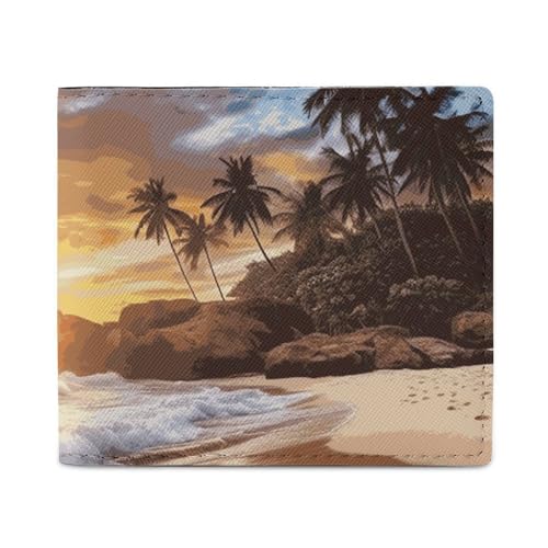 Geldbörse Kartenetui Münzbörse Herren Strand Sonnenuntergang Landschaft bedruckte Geldbörse für den täglichen Gebrauch und passt in jede Tasche mit Leichtigkeit, Stil, Einheitsgröße, Stil von FCTVSKLN