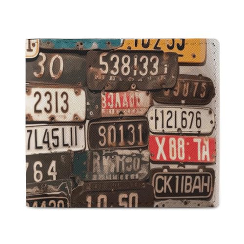 Geldbörse Kartenetui Münzbörse Herren altes Nummernschild bedruckte Geldbörse für den täglichen Gebrauch und passt in jede Tasche mit Leichtigkeit, Stil, Einheitsgröße, Stil:, Einheitsgröße von FCTVSKLN