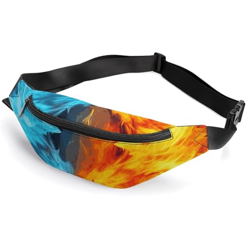 Gürteltasche, Umhängetasche, Motiv: Feuer gegen Eis, bedruckt, kleine Schultertasche für Reisen, Wandern, Laufen, Stil, 36 x 15 cm, Bauchtaschen, Stil:, 36*15cm, Bauchtaschen von FCTVSKLN