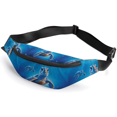 Gürteltasche, Umhängetasche, Motiv: Schildkröte in Blau, Wasserdruck, kleine Schultertasche für Reisen, Wandern, Laufen, Stil, 36 x 15 cm, Bauchtaschen, Stil:, 36*15cm, Bauchtaschen von FCTVSKLN