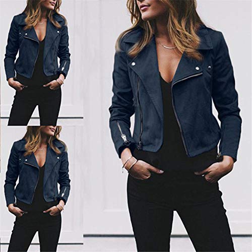 FCWJHNTSL Coat Frauen Ladies Suede Jacken Zip Up Biker Female Casual Mäntel Woman Flight Coat @ Navy_Blue_M FCWJHNTSL Coat Frauen Ladies Suede Jacken Zip Up Biker Female Casual Mäntel Woman Flight Coat @ Navy_Blue_M von FCWJHNTSL