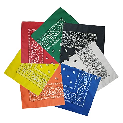 FCXQG Bandana Bandanas Set 7pcs Paisley Bandanna Kopftuch Bandanas Nickitücher Bandana Tücher Nickituch 55x55CM Bunt Kopftücher Armtuch Haar Hals Vierecktuch sich bewerben auf Damen Herren Kinder von FCXQG