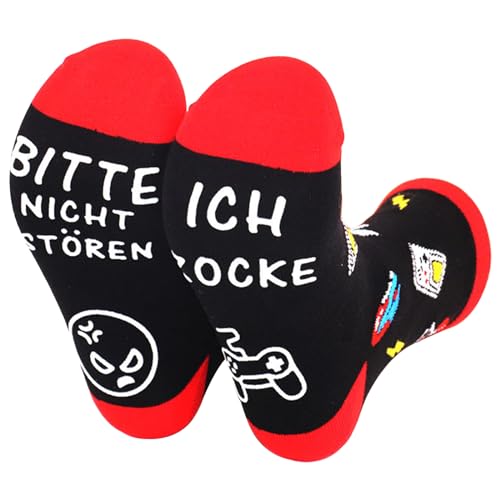 FCXQG Socken Zocken Bitte Nicht Stören Ich Zocke Zocker Socken Gaming Socken Für Zocker Männer Herren Frauen Damen Weihnachts Erntedankfest Geburtstag Rutschfeste Haussocken von FCXQG