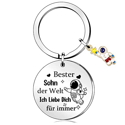 FCZIVA Sohn Schlüsselanhänger Ringe Männer Schlüsselring Gehen Universität Geburtstags Geschenk Schätzen Sie Tolle Erinnerung von Papa Mama Meinem Jungen Weihnachten Familien Erinnerung Raumfahrer von FCZIVA