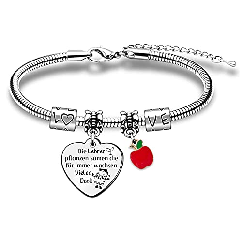 Frauen Handgelenk Armband Lehrer Armreifen schätzen Lehrer Tag Geburtstag Geschenk Tutor Danke Herzen Schmuck Abschluss Andenken von Klasse Schüler Thanksgiving Weihnachten Ruhestand Geschenke Süß von FCZIVA