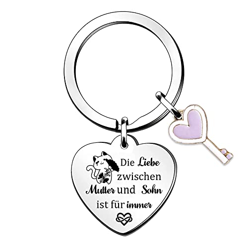 Mama und Sohn Schlüsselanhänger Schlüsselring Muttertag Geburtstags Geschenk Mama Sohn Liebe für Immer Erinnerung Mama Andenken Begleiten Schätzen Erntedankfest Frauen Weihnachten Herz Frauen Katze von FCZIVA