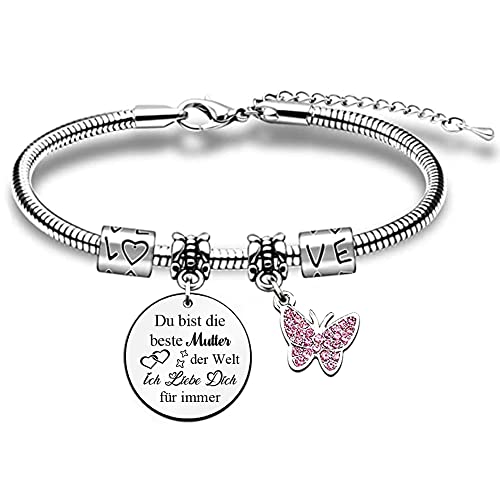 Mutter Armreifen Frauen Handgelenk Armband Verstellbar Alles Gute Muttertag Mama Geburtstag Geschenk Schmuck Beste Mama Andenken Schätzen Weihnachten Familie Liebe Geschenke Niedlicher Schmetterling von FCZIVA