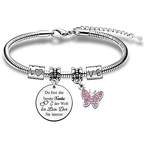 Tante Armreifen Frauen Handgelenk Armband Muttertag Geburtstagsgeschenk Charm Schmetterling Schmuck Beste Tante Danke Andenken von Nichte Neffe Schätzen Thanksgiving Weihnachten Ruhestand Geschenke von FCZIVA