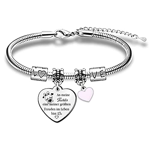 Tochter Armband Liebe FüR Immer Geburtstagsgeschenk Frauen Abschluss Inspirierendes Andenken Erwachsenwerden Zeremonie Schmuck Weihnachten Personalisiertes Geschenk Herzen Charm Armreifen Kaninchen von FCZIVA