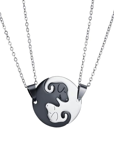 FDCGAS 1 Paar freundschaftsketten,bff kette,Paare Edelstahl Kette Puzzle Katze Halskette Freundschaftskette für Sie und Ihn Verliebte Paar Schmuck Partnerketten Valentinstag für Damen Herren（Katze） von FDCGAS