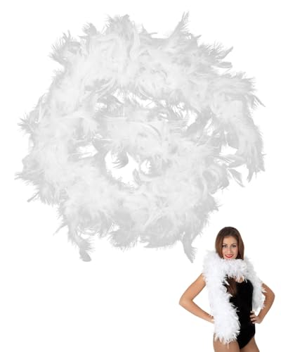 FDCGAS 1 pcs federboa weiß - Federschal Kostüm Länge ca120 cm, Karneval, Halloween, Fasching, Kostüm, Theater, Mottoparty von FDCGAS
