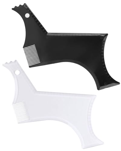 FDCGAS 2 pcs bart schablone männer, bartschablone,Bartformer Template Shaping Tool,Styling Kamm Schablone für Ziegenbart Schnurrbart Koteletten Gesichtshaar Trimmen für Männer Backenausschnitt von FDCGAS