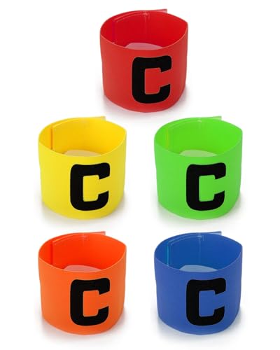 FDCGAS 5 pcs Kapitänsbinde armbinde Fußball Armbinde Erwachsene Verstellbare Captain Armband Multicolor Elastic Kapitäns Armbinden Fußball Armband Spielführerbinde für Herren Mädchen Viele von FDCGAS