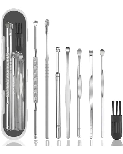 FDCGAS 8 pcs Ohrenreiniger,ear cleaner,ohren reinigen,Ohrenschmalz Entferner 8 in1 Medizinischer Ohrreiniger aus Edelstahl mit Aufbewahrungskiste Ear Cleaner, Geeignet für Jugendliche und Erwachsene von FDCGAS