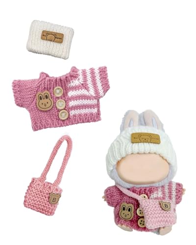 FDCGAS Kleidung für Puppe,Niedliche Mini Plüsch Puppen Kleidung Outfit,Minipuppenzubehör, für 17cm L-b-3.0 Puppen Pullover Hoodie Kleidung DIY Kinder Geschenke,Ohne Puppe (D) von FDCGAS