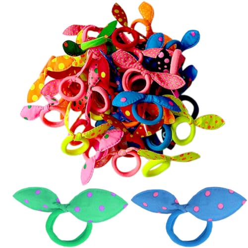 FDCGAS haargummis mädchen - 50pcs Bunt Kaninchen Hase Ohr Haargummis Mädchen Haar Bands Haargummis für Kinder Mädchen Mitgebsel Geschenk Gastgeschenk Party Favors von FDCGAS