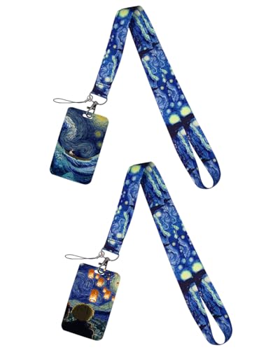 FDCGAS kartenhalter ausweis - 2 pcs Ausweishülle mit Band, Kartenhalter Ausweis mit Drehbarer Karabinerverschluss, für Lehrer, Krankenschwestern, Doktor, Student,Teenage von FDCGAS