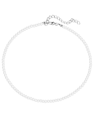 FDCGAS perlenkette damen,weiß perlenkette fasching,1920s Gatsby Kostüm Accessoires Lange Perle Halskette,Weiße Elegante künstliche Perlen,Halsketten,Perlen-Ketten-Halskette,Lange Strickjacke von FDCGAS