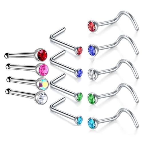 FDCGAS piercing set - 13 pcs nasenpiercing stecker,Nasenring Nasenpiercing Chirurgenstahl Spirale Nasenstecker Nase Hoop Ring Nase Retainers für Frauen Männer,nasenpiercing schmuck von FDCGAS