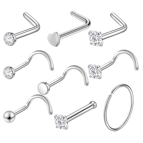 FDCGAS piercing set - 9 pcs nasenpiercing stecker,Nasenring Nasenpiercing Chirurgenstahl Spirale Nasenstecker Nase Hoop Ring Nase Retainers für Frauen Männer,nasenpiercing schmuck von FDCGAS