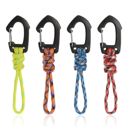 FDCGAS schlüsselanhänger seil - 4 Stück Paracord Schlüsselanhänger mit Karabiner, Geflochtene Lanyard Ring-Haken-Clip für Schlüssel Taschenlampe Draussen Camping Wandern Passen Männer Frau von FDCGAS