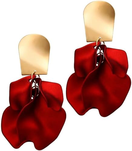 FDEETY Blütenblatt Ohrringe Metallic Tropfen Schmuck Damen Statement Ohrhänger Zweifarbig Geometrisch Elegant Auffällig Accessoires von FDEETY