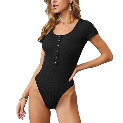 Body Damen Kurzarm mit U Kragen Oberteil Bodysuit Tops Unterziehbody Elegant body für Frauen Sommer S Body Damen Kurzarm mit U Kragen Oberteil Bodysuit Tops Unterziehbody Elegant body für Frauen Sommer S von FDEETY
