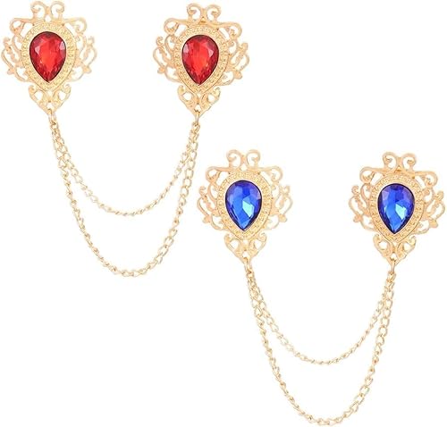 FDEETY Tropfenform Kristall Brosche Kragen Kette Quaste Anstecknadel Schmuck Doppelbrosche Vintage Ornament Damen Accessoire von FDEETY