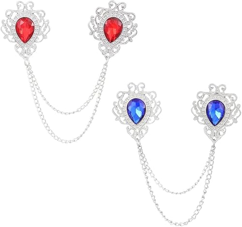 FDEETY Tropfenform Kristall Brosche Kragen Kette Quaste Anstecknadel Schmuck Doppelbrosche Vintage Ornament Damen Accessoire von FDEETY
