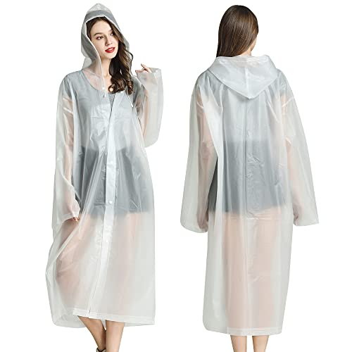 FDEETY 2 Stück Regenponcho, Wiederverwendbar Regenjacke Tragbare Regenmäntel mit Kapuze und Ärmeln für Camping, Bergsteigen, Radfahren, Outdoor-Aktivitäten von FDEETY