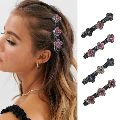 FDEETY 4 Geflochtene Haarspangen mit Funkelnden Kristallsteinen Set of 4 Neueste 2024 Haarspangen für Frauen Niedliche Glitzernde Kristallstein-Haarnadeln Bunte Blumen-Style FDEETY 4 Geflochtene Haarspangen mit Funkelnden Kristallsteinen Set of 4 Neueste 2024 Haarspangen für Frauen Niedliche Glitzernde Kristallstein-Haarnadeln Bunte Blumen-Style von FDEETY