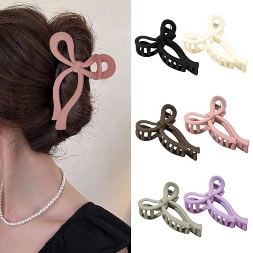 FDEETY 6 Stück Schleife Haarklammer Set Matt Haarspangen Damen Haargreifer Haarschmuck Haarkrallen Elegant Haarklemme von FDEETY