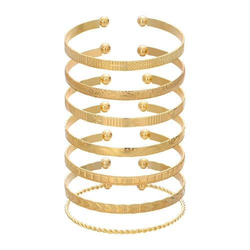 FDEETY Offene Armreif Set Kugel Armband Mehrschichtig Armspange Damen Schmuck Elegant Armschmuck von FDEETY