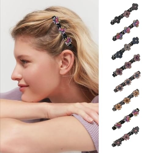 FDEETY 8 Geflochtene Haarspangen mit Funkelnden Kristallsteinen Set of 8 Neueste 2024 Haarspangen für Frauen Niedliche Glitzernde Kristallstein-Haarnadeln Bunte Blumen-Style FDEETY 8 Geflochtene Haarspangen mit Funkelnden Kristallsteinen Set of 8 Neueste 2024 Haarspangen für Frauen Niedliche Glitzernde Kristallstein-Haarnadeln Bunte Blumen-Style von FDEETY