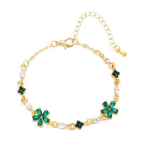 FDEETY Blumenform Armband Kristall Schmuck Damenarmband Glitzernd Verstellbar Elegant Handschmuck Goldfarbig Armkette FDEETY Blumenform Armband Kristall Schmuck Damenarmband Glitzernd Verstellbar Elegant Handschmuck Goldfarbig Armkette von FDEETY