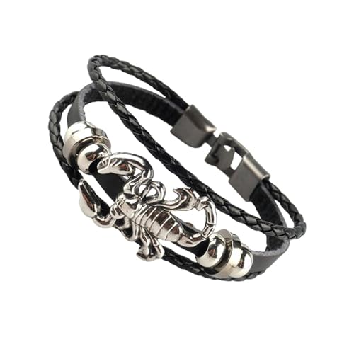 FDEETY Armband Damen Herren Skorpion Design Freundschaftsarmbänder Perlenarmband Leder Armbänd Geschenk für Valentinstag von FDEETY