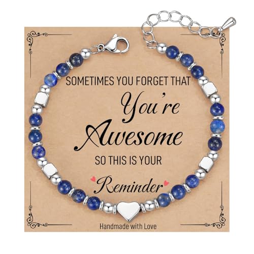 FDEETY Armband Damen Stilvoll Stein Handgefertigte Armbänder mit Perlen Perfekt für Yoga Meditation Geschenke Handgefertigt Langlebig（Lapislazuli） von FDEETY