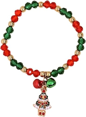 FDEETY Armband Damen Weihnachten Schmuck Bunt Glasperlen Festival Outfit Damen Freundschaftsarmbänder(Weihnachtsbaum) von FDEETY