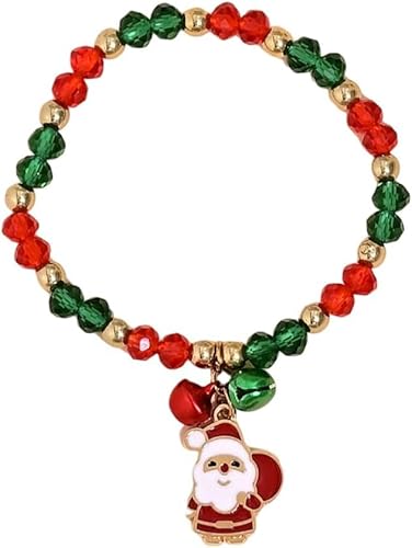 FDEETY Armband Damen Weihnachten Schmuck Bunt Glasperlen Festival Outfit Damen Freundschaftsarmbänder(Weihnachtsmann) von FDEETY
