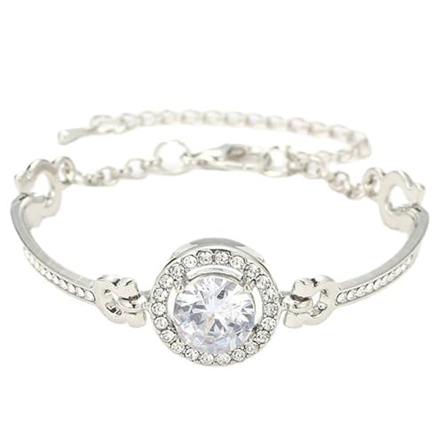 FDEETY Elegantes Rundes Zirkonia Armband Halbkette Glänzender Kristall Schmuck Damenarmreif Armschmuck Luxuriös Hochwertig von FDEETY
