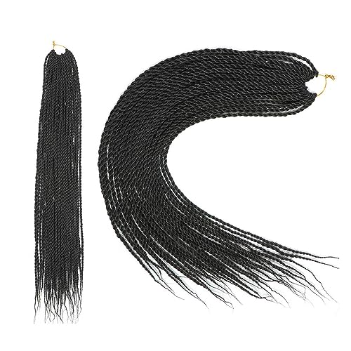 FDEETY Braids Extensions 60cm Kunsthaar zum Einflechten Flechten Extensions Box Braids Haarverlängerung Zopf für Damen Mädchen (Schwarz) von FDEETY