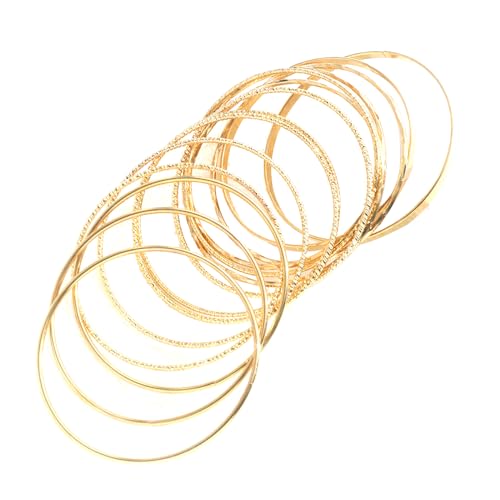 FDEETY 1Runde Armreifen Set Mehrschichtige Texturierte Armband Kollektion Stapelbare Metallringe Schmuck Accessoires von FDEETY